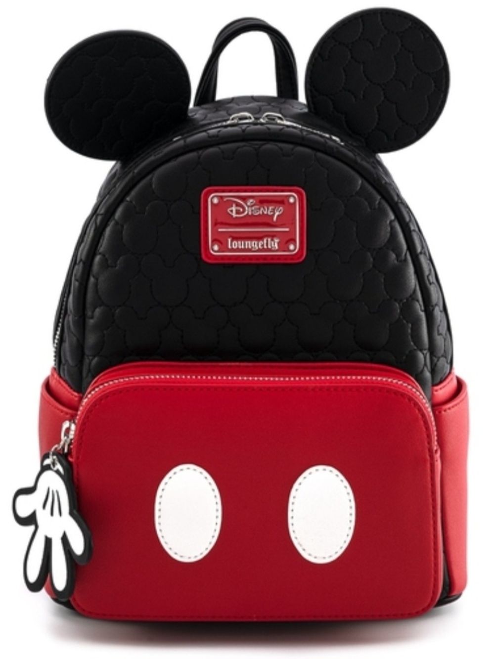 Loungefly Black, Red & White Mickey Mouse Kids Mini Quilted Backpack